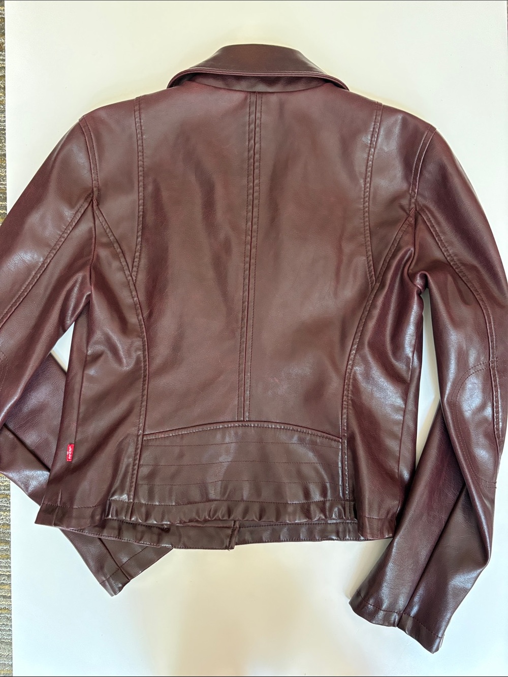 Levi's Women's Deep Burgundy Faux Leather Moto Jacket - Picture 5 of 8